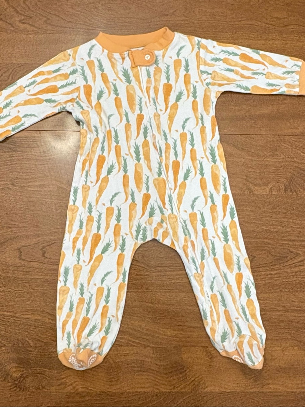 Burt's Bees Baby Carrot Print Footed One-Piece - Orange/Green/White